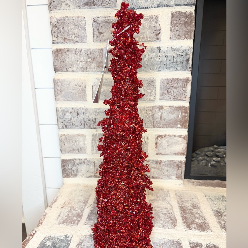 Rachel Zoe Stunning Cluster Crystal Glass Red Holiday Christmas Tree 18.5"